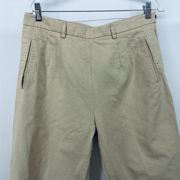 Yves St Laurent Size F44 US 10 Cropped Pants Cream Neutral 31 Waist Cotton YSL - Picture 3 of 8